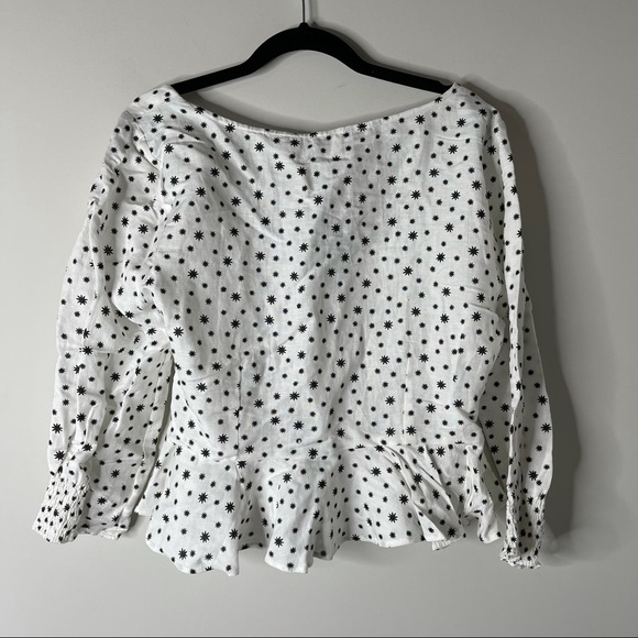 Rixo white stars sameera linen blend starry button down blouse size large - Picture 9 of 10